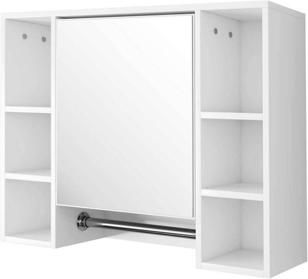 EUGAD Spiegelschrank (1-St) mit 8 Ablagen Wandschrank mit Tür 80x20x60cm Weiß