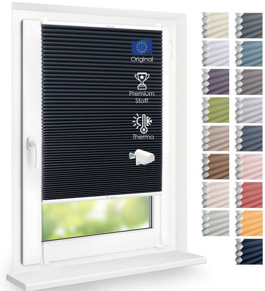 DomDeco Wabenplissee Thermo Plissee ohne Bohren - Hitzeschutz, Verdunkelung, verspannt, abdunkelnd, Klemmfix, stufenlos, kälteschutz, modernes Fensterplissee