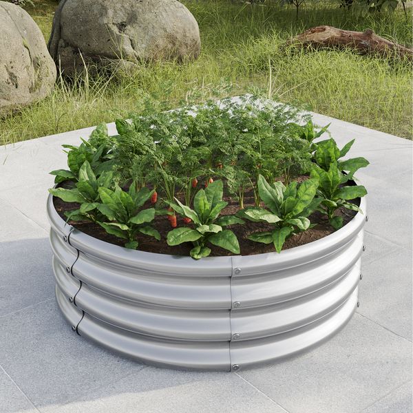 Flieks Blumenkasten rund & verzinkt, Pflanzkasten Ø 80 x 30cm, Silber
