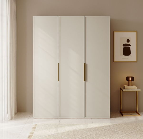 Selsey 'Frame' Kleiderschrank 3-türig mit Kleiderstange und Regalen, greige 200 x 150 x 57 cm Bild 2