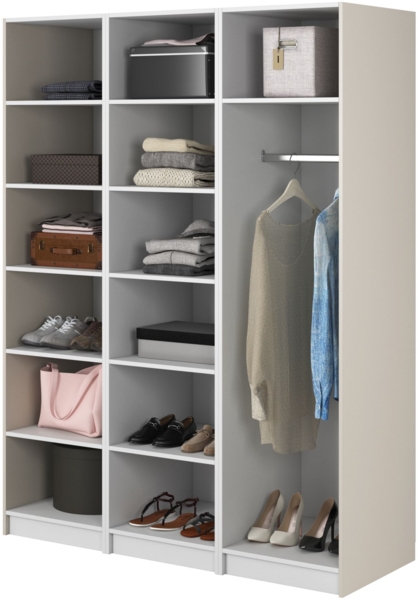 Selsey 'Frame' Kleiderschrank 3-türig mit Kleiderstange und Regalen, greige 200 x 150 x 57 cm Bild 4