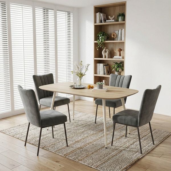 Jiexi Essgruppe Tisch- und Stuhlset, Moderner Esstisch (120×69×76 cm) mit 4 Stühlen