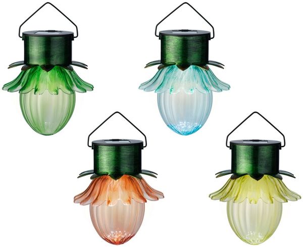 Lumineo LED Solarleuchte, Dauerlicht, warmweiß, Solar Gartenleuchte LED Blume 35,5x11,5 cm Warmweiß 4er Set