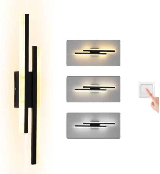 WILGOON LED Wandleuchte 16W 18W Dimmbare LED Wandleuchte Modern Innen 3 Farben LED Wandlampe, LED fest integriert, Warmweiß, Kaltweiß, Tageslichtweiß, LED Wandlampe Innen für Schlafzimmer, Arbeitszimmer, Flur Bild 5