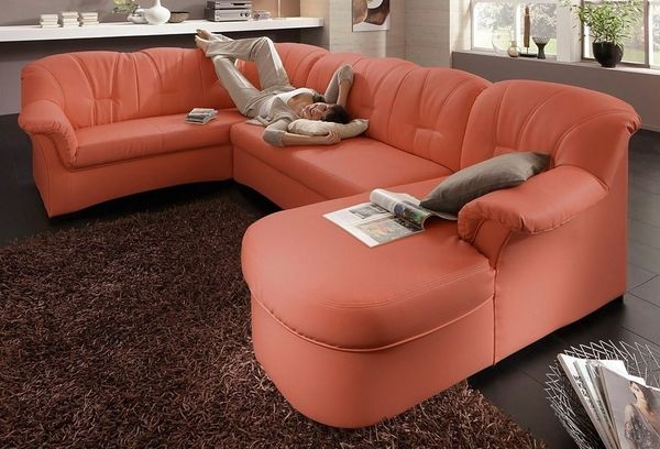 DOMO collection Wohnlandschaft Papenburg, zeitlose Rückensteppung, elegante Formensprache, U-Form, in großer Farbvielfalt, wahlweise mit Bettfunktion