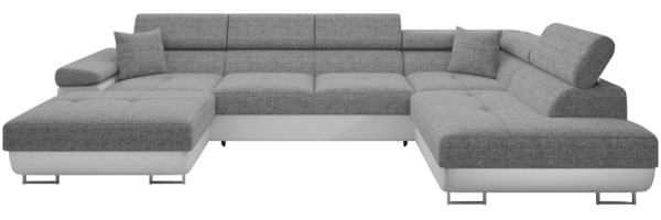 Ecksofa Torezio Bis mit Bettkasten, Schlaffunktion und Einstellbare Kopfstützen (Farbe: Soft 017 + Lux 05, Seite: Rechts)