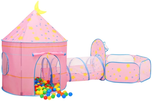 vidaXL Spielzelt mit 250 Bällen, Stoff rosa, 120 x 301 x 128 cm
