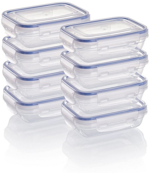 Grizzly Frischhaltedose Set mit 8 Vorratsdosen aus Kunststoff mit Deckel stapelbar, rechteckig, (8-tlg), Bruch-, mikrowellen- und spülmaschinenfest