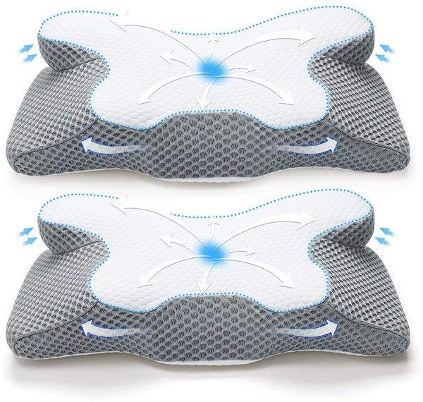 Simloveve Nackenstützkissen Orthopädisches Kissen Memory Foam KopfKissen Seitenschläferkissen, Füllung: Memory Foam, 4 Bereiche bieten umfassende Unterstützung für Nacken, Schultern und Arme, Linderung von Schulter- und Nackenverspannungen, Erhaltung d...