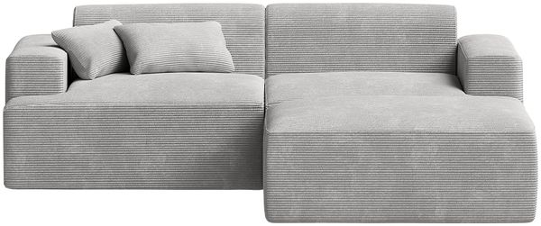 skølm 'Freki' Cloud Sofa 2 Sitzer mit Hocker, Vollschaumcouch mit Federkern und Vakuum-Kompression, kein Aufbau erforderlich, mit 2 Kissen, Cord grau Bild 11