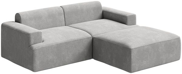 skølm 'Freki' Cloud Sofa 2 Sitzer mit Hocker, Vollschaumcouch mit Federkern und Vakuum-Kompression, kein Aufbau erforderlich, mit 2 Kissen, Cord grau Bild 12