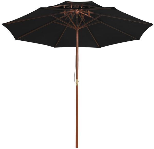 Sonnenschirm, Terrassenschirm mit Doppeldach und Holz-Mast Schwarz 270 cm