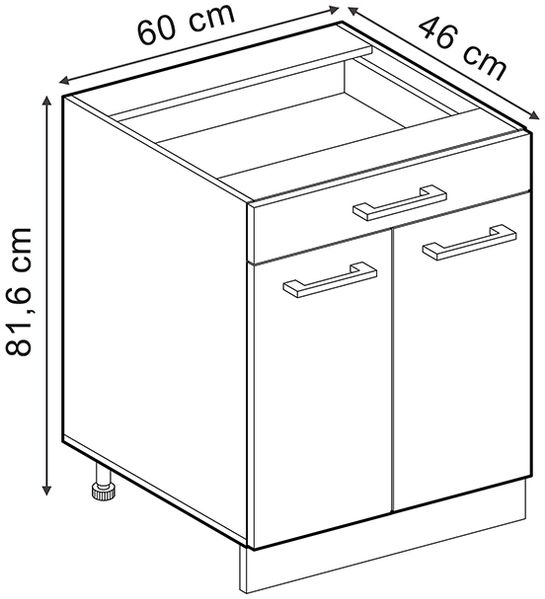 Küchenunterschrank R-Line Beton 60 cm mit Schublade, ohne Arbeitsplatte Vicco Bild 2