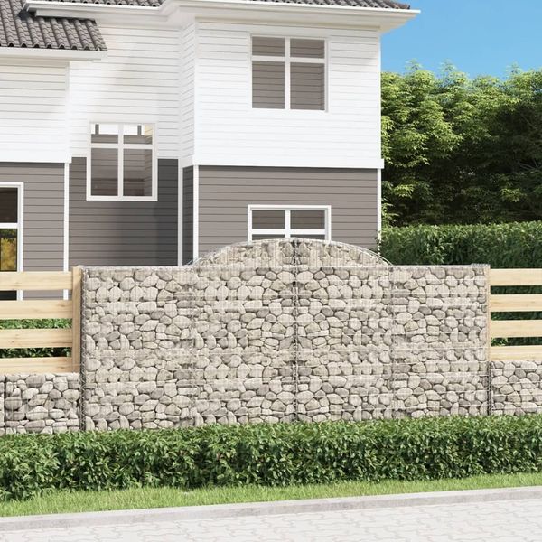 vidaXL Gabione mit Hochbogen 300x50x140/160 cm Verzinktes Eisen 153517