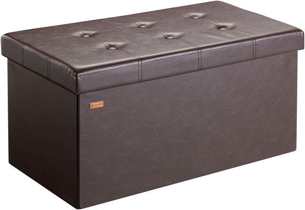 CASARIA® Faltbare Sitztruhe mit Stauraum Kunstleder Braun L