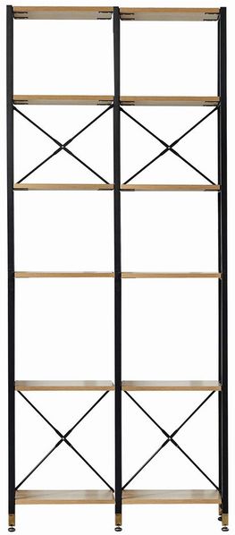 Regal-Set 30 x 87 x 210 cm Metall MDF mit Akazie-Dekor Schwarz Natur