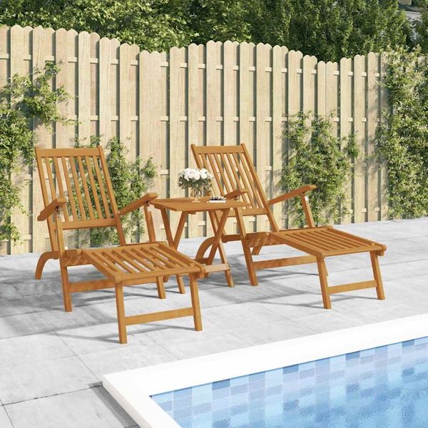 Gartenmöbel, Gartenliegen mit Fußteil 2 Stk. Massivholz Akazie