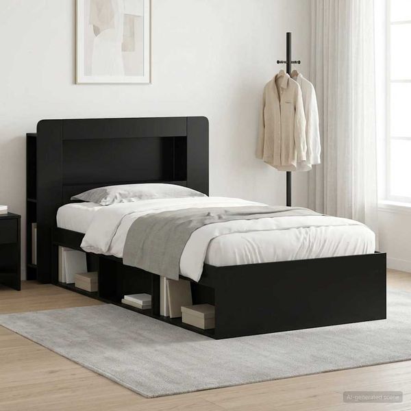 vidaXL Bettgestell mit Stauraum Schwarz 100x200 cm Holzwerkstoff 3433447
