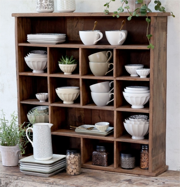 Wandregal Regal Holzregal Holz H 85cm x L 88cm Chic Antique 41066200