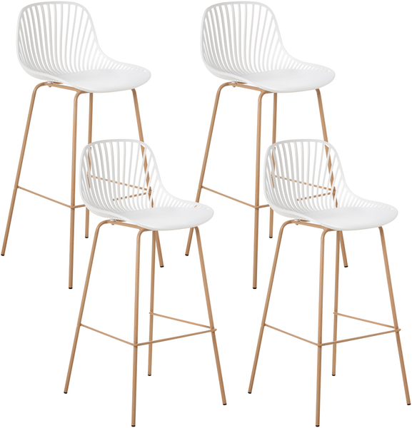 Set mit 4 Barstühlen KLEVE Weiß