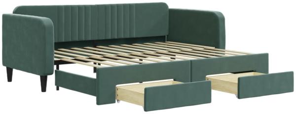 vidaXL Tagesbett Ausziehbar mit Schubladen Dunkelgrün 90x200 cm Samt 3197113