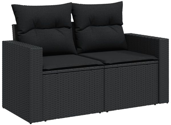 vidaXL 10-tlg. Garten-Sofagarnitur mit Kissen Schwarz Poly Rattan 3327079 Bild 6