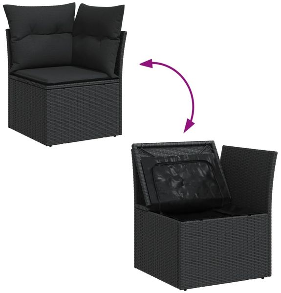 vidaXL 10-tlg. Garten-Sofagarnitur mit Kissen Schwarz Poly Rattan 3327079 Bild 8