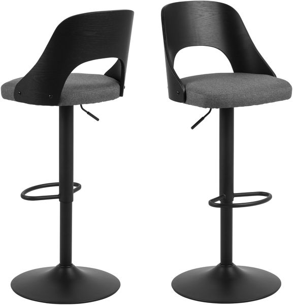 Barhocker >Lucy< (2er-Set) in Grau, Polyester, Stahl - 47x113x50,5cm (BxHxT)