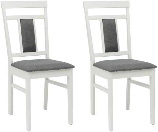 vidaXL Esszimmerstuhl 2 pcs Weiß und Grau Massives Gummiholz 42020505