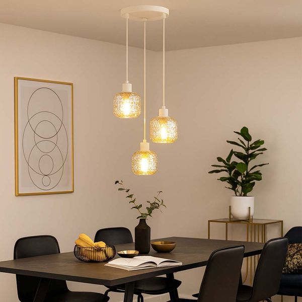 LED Pendelleuchte, beige, Glas, rauchfarben, H 120 cm