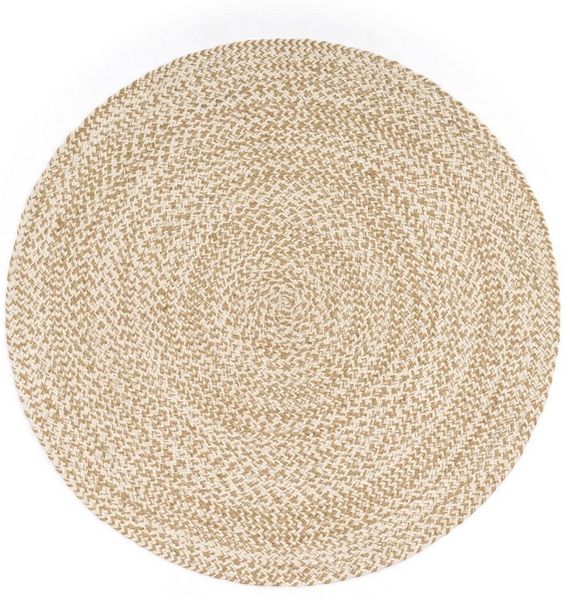 KADIMA DESIGN Teppich Boho wendbar 100% Baumwolle schmutzabweisend Baumwollteppich, Rund, Höhe: 9 mm, Florhöhe: 5 mm, pflegeleicht, Rücken aus Jute, Rund, 100Dcm, Beige