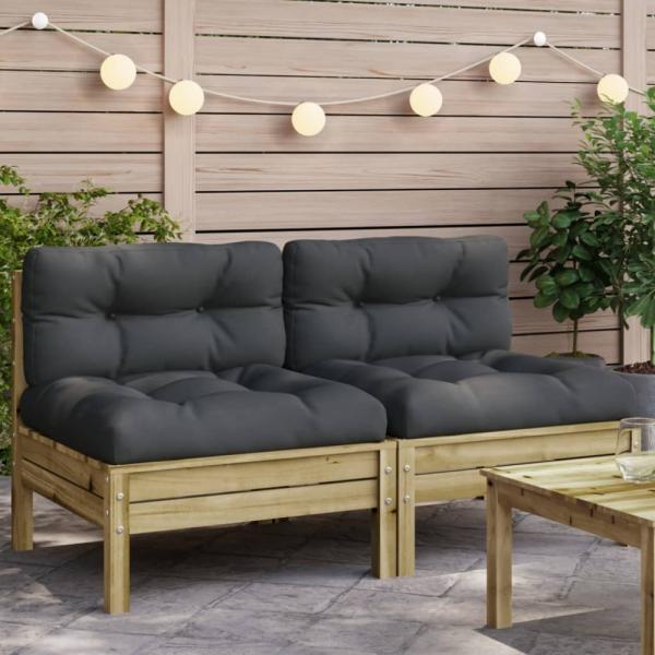 vidaXL Gartensofa ohne Armlehnen mit Kissen 2 Stk. Kiefernholz 838164