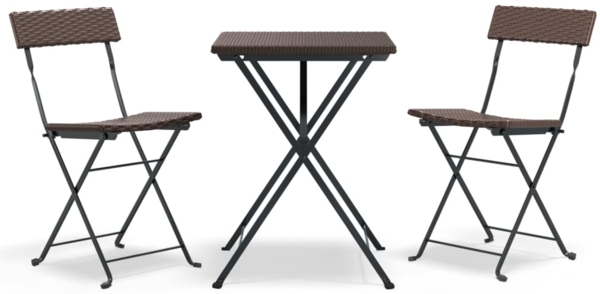 vidaXL 3-tlg. Bistro-Set Klappbar Braun Poly Rattan 319990