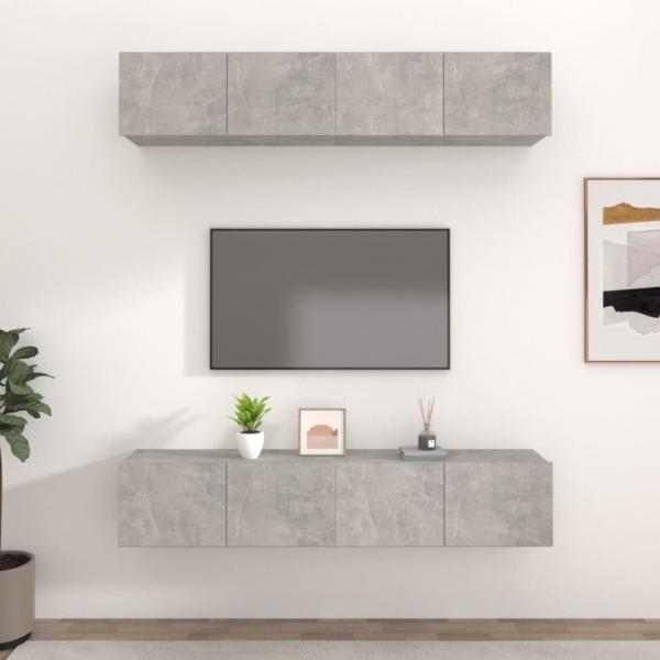 vidaXL TV-Schränke 4 Stk. Betongrau 80x30x30 cm Holzwerkstoff 3114185