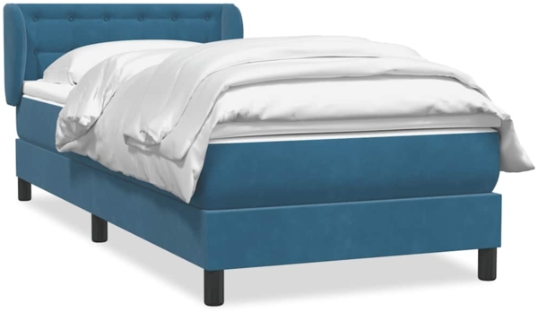 vidaXL Boxspringbett mit Matratze Dunkelblau 80x220 cm Samt 3317887