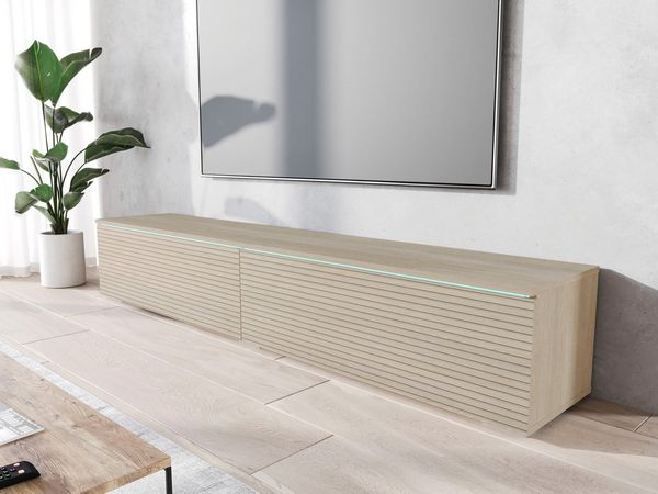 INOSIGN Lowboard LOWBOARD VERA, wahlweise mit oder ohne Beleuchtung, Modernes griffloses TV-Board, 180 cm TV-Schrank, stehend und hängend