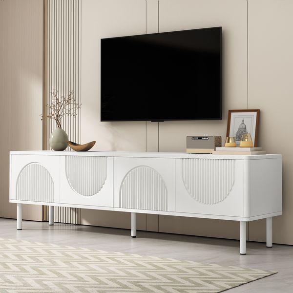 Moderner Fernsehschrank,180×40×52 cm, Weiß,modernes Design, viel Stauraum