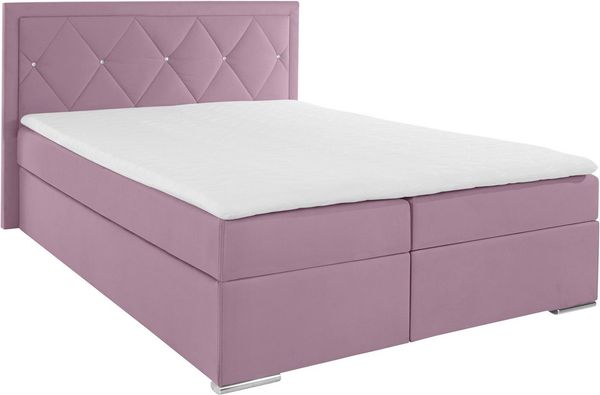 Leonique Boxbett Alfie, Bestseller, wahlweise mit Bettkasten, mit Straßsteinen im Kopfteil, H2, H3 und H4 wählbar