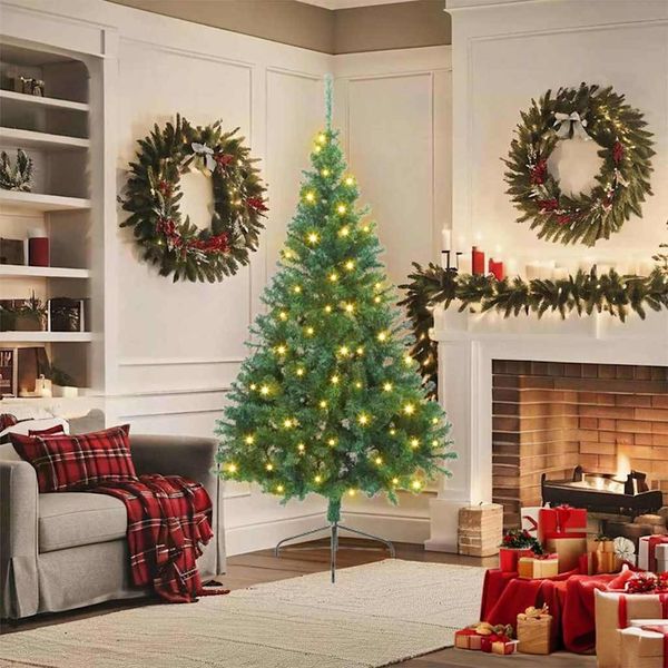 vidaXL Künstlicher vorbeleuchteter Weihnachtsbaum Grün 180 cm PVC 3397007