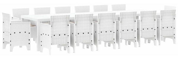 vidaXL Garten Essgruppe 15 pcs Weiß Polt Rattan 3378643