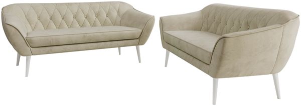Wohnzimmerset Möbelset PIRS 3-3, Armlehnen, Wellenfederung, weiße Füße, Dreisitzer Sofa, Polstermöbel Set - Hellgrau Velvet Bild 7