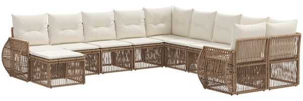 vidaXL Gartensofa-set 11 pcs Beige Poly-Rattan 3435618