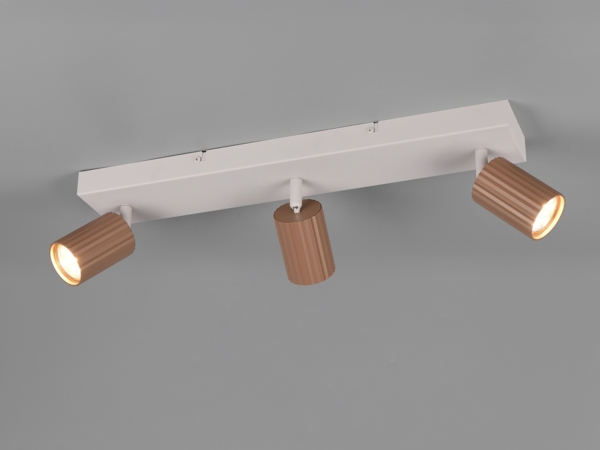 LED Deckenstrahler 3-flammig aus Metall Hellgrau & Coffee, Breite 50cm