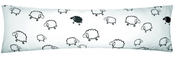 Heubergshop Kissenhülle, (1 Stück), Mako-Satin Seitenschläferkissenbezug 40x145cm Schafe Weiß (99/2-Satin)