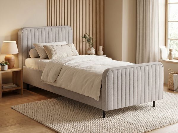 Beautysofa Polsterbett Lami 90x200 Einzelbett mit Bettkasten (Bett in modischen Beige- und Grautönen zur Auswahl, Jugendbett, Kinderbetten mit Stauraum), wahlweise mit Matratze oder ohne Matratze