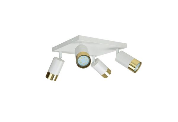Licht-Erlebnisse Deckenstrahler ANDREW, ohne Leuchtmittel, Weiß Gold klein B: 25 cm verstellbar 4-flammig GU10 Aufputz