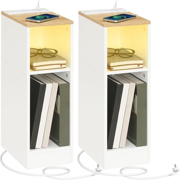 Beistelltische Ladestation 2er-Set Nachttische Sensor-LED-Licht Couchtische