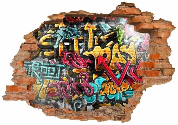nikima Wandtattoo 149 Wandtattoo Graffiti bunt - Loch in der Wand - Größe 500 x 350 mm (PVC-Folie), in 6 vers. Größen