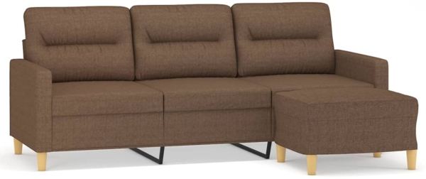 vidaXL 3-Sitzer-Sofa mit Hocker Hellgelb 180 cm, Braun