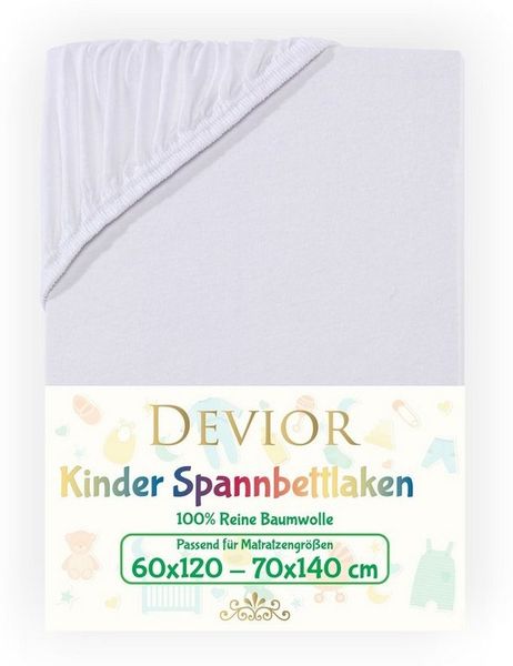 Devior Spannbettlaken für Standardmatratzen und Kinderbetten - 100% Baumwolle, 135 g/m², Jersey, Gummizug: Rundumgummizug, Kinderspannbettlaken bis 22cm Matratzenhöhe, atmungsaktiv & farbenfroh